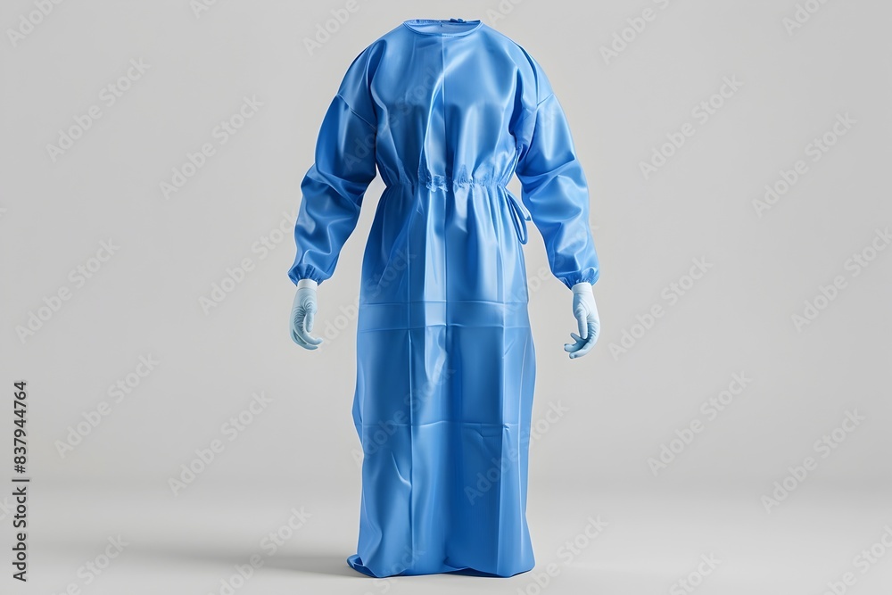 disposable surgical isolation gown level 3 Photo of Isolated Blue Surgical Gown on White Background